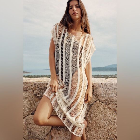 ZARA OPEN WEAVE MIDI TUNIC - Picture 7 of 9